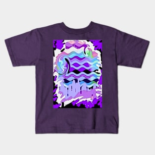 Surfer girl waves purple splash abstract Kids T-Shirt